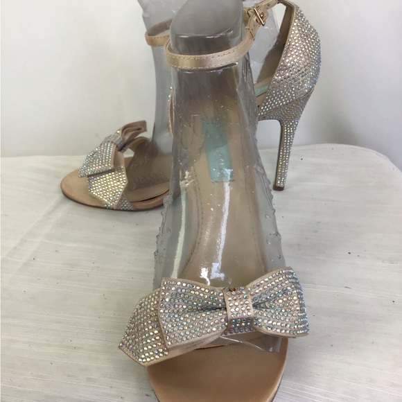 Blue by Betsey Johnson Shoes - BLUE BY BETSEY JOHNSON WOMEN GWEN CHAMP SATN RHINESTONE ANKLE STRAP SANDALS 8.5